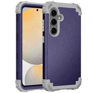 For Samsung Galaxy S24 FE 5G 3 in 1 Silicone Hybrid PC Shockproof Phone Case(Navy Blue Gray)