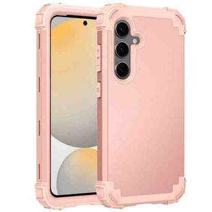 For Samsung Galaxy S24 FE 5G 3 in 1 Silicone Hybrid PC Shockproof Phone Case(Rose Gold)