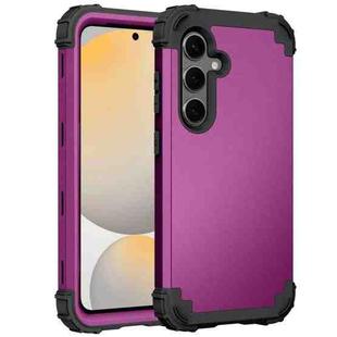 For Samsung Galaxy S24 FE 5G 3 in 1 Silicone Hybrid PC Shockproof Phone Case(Dark Purple Black)