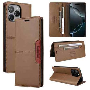 For iPhone 12 Pro GQUTROBE G01 RFID Anti-theft Leather Phone Case(Brown)