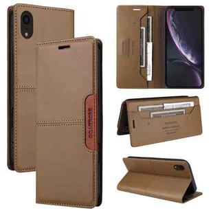 For iPhone XR GQUTROBE G01 RFID Anti-theft Leather Phone Case(Brown)