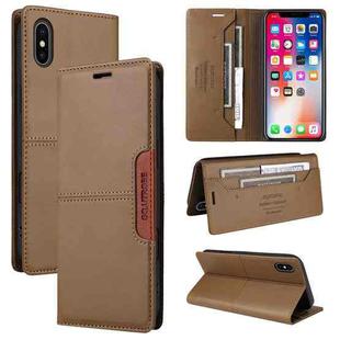 For iPhone XS Max GQUTROBE G01 RFID Anti-theft Leather Phone Case(Brown)