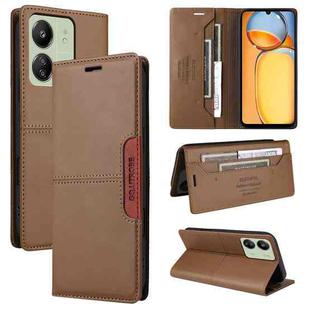 For Redmi 13C GQUTROBE G01 RFID Anti-theft Leather Phone Case(Brown)