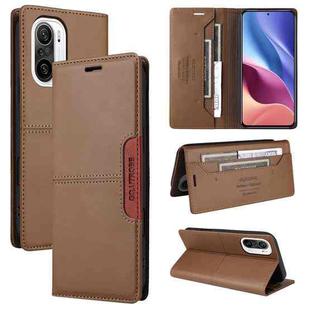 For Redmi K40 GQUTROBE G01 RFID Anti-theft Leather Phone Case(Brown)