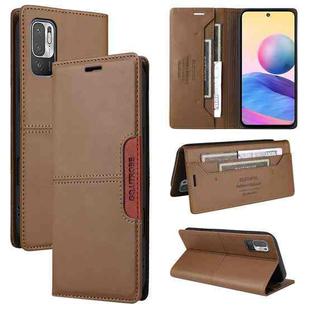 For Redmi Note 10 5G GQUTROBE G01 RFID Anti-theft Leather Phone Case(Brown)