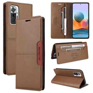 For Redmi Note 10 Pro 4G GQUTROBE G01 RFID Anti-theft Leather Phone Case(Brown)