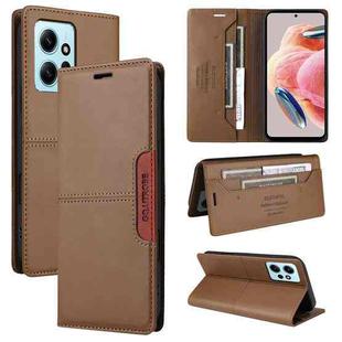 For Redmi Note 12 4G GQUTROBE G01 RFID Anti-theft Leather Phone Case(Brown)