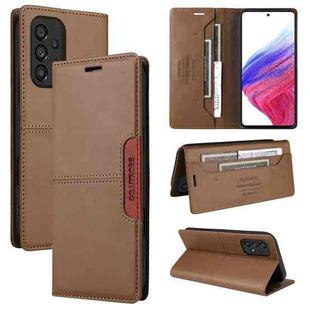 For Samsung Galaxy A52 GQUTROBE G01 RFID Anti-theft Leather Phone Case(Brown)