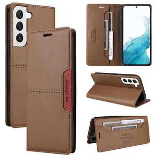 For Samsung Galaxy S21+ 5G GQUTROBE G01 RFID Anti-theft Leather Phone Case(Brown)