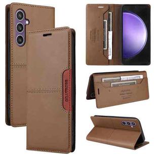 For Samsung Galaxy S23 FE 5G GQUTROBE G01 RFID Anti-theft Leather Phone Case(Brown)