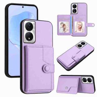 For Honor X7b / Play 8T 5G Button Card Bag RFID Anti-theft Phone Case(Purple)