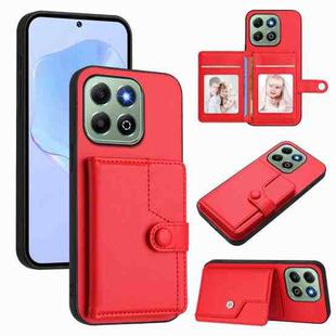 For Honor X6b Button Card Bag RFID Anti-theft Phone Case(Red)