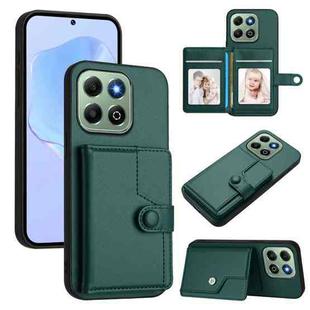 For Honor X6b Button Card Bag RFID Anti-theft Phone Case(Green)