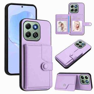 For Honor X6b Button Card Bag RFID Anti-theft Phone Case(Purple)