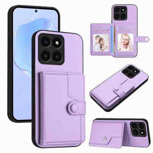 For Honor X6a Global Button Card Bag RFID Anti-theft Phone Case(Purple)