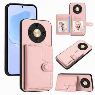 For Honor X9b / Magic6 Lite 5G Button Card Bag RFID Anti-theft Phone Case(Pink)