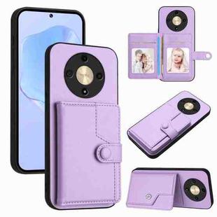 For Honor X9b / Magic6 Lite 5G Button Card Bag RFID Anti-theft Phone Case(Purple)