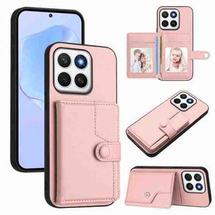 For Honor X8c 4G Button Card Bag RFID Anti-theft Phone Case(Pink)