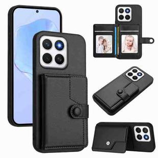 For Honor X8c 4G Button Card Bag RFID Anti-theft Phone Case(Black)