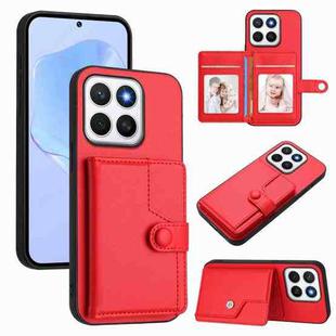 For Honor X8c 4G Button Card Bag RFID Anti-theft Phone Case(Red)