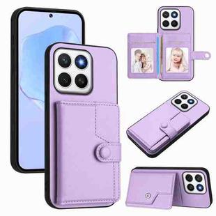 For Honor X8c 4G Button Card Bag RFID Anti-theft Phone Case(Purple)