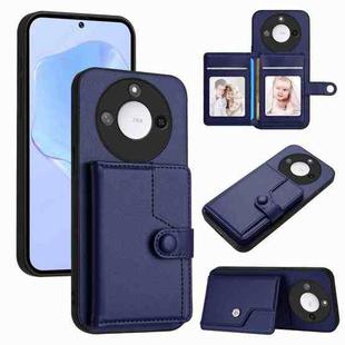 For Honor X60 / X9c Smart Button Card Bag RFID Anti-theft Phone Case(Blue)