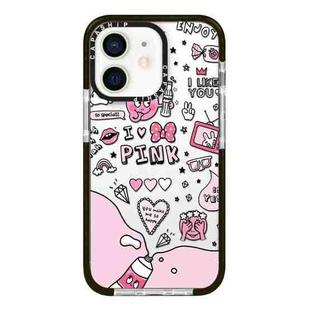 For iPhone 12 Simple Illustration Pattern Full Coverage Phone Case(Text Label B)