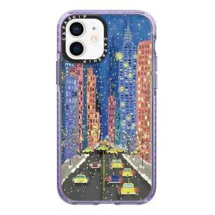 For iPhone 12 Simple Illustration Pattern Full Coverage Phone Case(Earlysnow C)