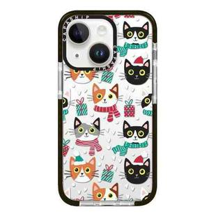 For iPhone 13 Simple Illustration Pattern Full Coverage Phone Case(Winter Cat)