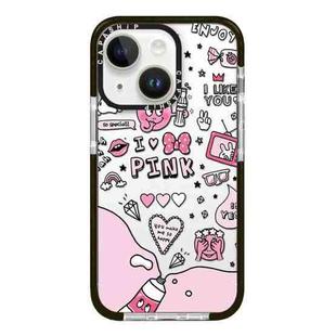 For iPhone 13 Simple Illustration Pattern Full Coverage Phone Case(Text Label B)