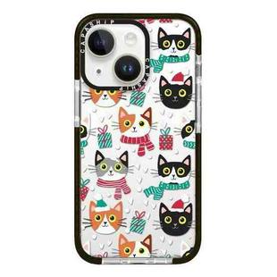For iPhone 13 mini Simple Illustration Pattern Full Coverage Phone Case(Winter Cat)