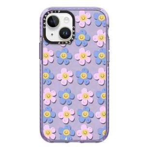 For iPhone 13 mini Simple Illustration Pattern Full Coverage Phone Case(Smiley Flower C)