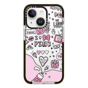 For iPhone 14 Simple Illustration Pattern Full Coverage Phone Case(Text Label B)