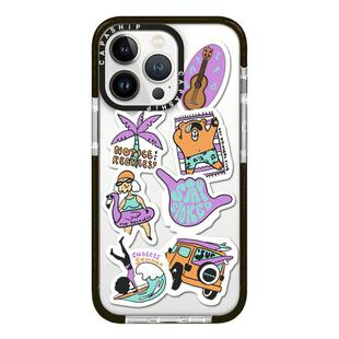 For iPhone 14 Pro Max Simple Illustration Pattern Full Coverage Phone Case(Summer Surfing B)