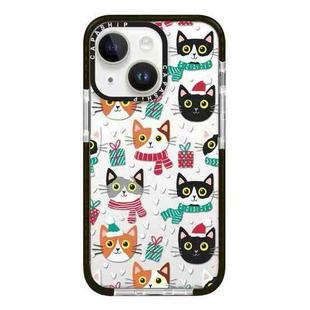 For iPhone 15 Simple Illustration Pattern Full Coverage Phone Case(Winter Cat)