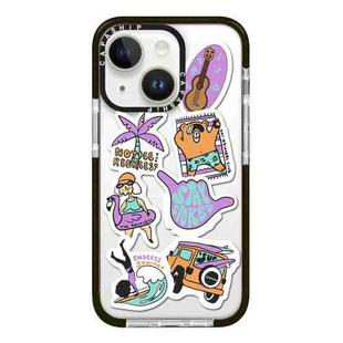 For iPhone 15 Plus Simple Illustration Pattern Full Coverage Phone Case(Summer Surfing B)