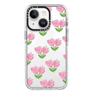 For iPhone 15 Plus Simple Illustration Pattern Full Coverage Phone Case(Smiley Flower A)