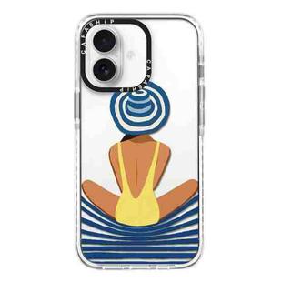 For iPhone 16 Simple Illustration Pattern Full Coverage Phone Case(Summer Label A)