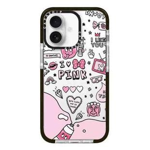 For iPhone 16 Simple Illustration Pattern Full Coverage Phone Case(Text Label B)