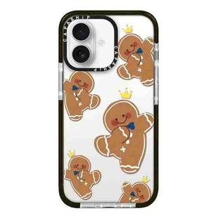 For iPhone 16 Simple Illustration Pattern Full Coverage Phone Case(Gingerbread Man)