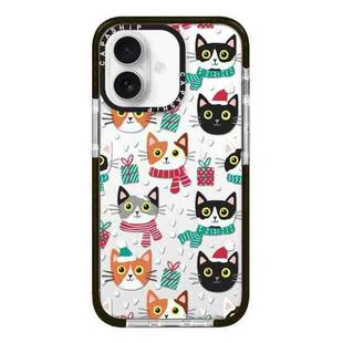 For iPhone 16 Plus Simple Illustration Pattern Full Coverage Phone Case(Winter Cat)