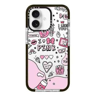 For iPhone 16 Plus Simple Illustration Pattern Full Coverage Phone Case(Text Label B)