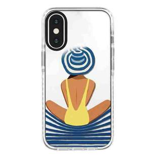 For iPhone X / XS Simple Illustration Pattern Full Coverage Phone Case(Summer Label A)