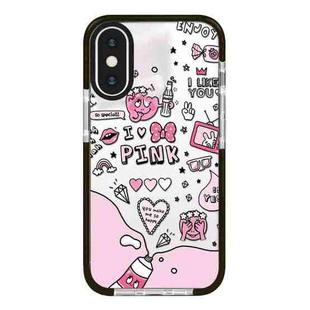 For iPhone X / XS Simple Illustration Pattern Full Coverage Phone Case(Text Label B)