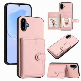 For Samsung Galaxy M06 5G / F06 5G Button Card Bag RFID Anti-theft Phone Case(Pink)