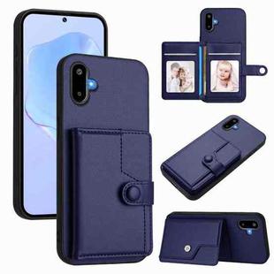 For Samsung Galaxy M06 5G / F06 5G Button Card Bag RFID Anti-theft Phone Case(Blue)