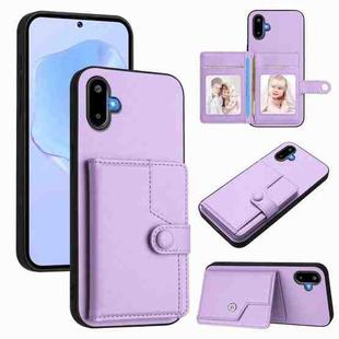 For Samsung Galaxy M06 5G / F06 5G Button Card Bag RFID Anti-theft Phone Case(Purple)
