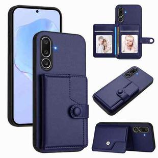 For Samsung Galaxy M56 5G Button Card Bag RFID Anti-theft Phone Case(Blue)