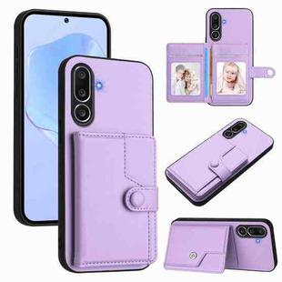 For Samsung Galaxy M56 5G Button Card Bag RFID Anti-theft Phone Case(Purple)