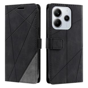 For Redmi Note 14 5G 163.25mm Skin Feel Splicing Leather Phone Case(Black)